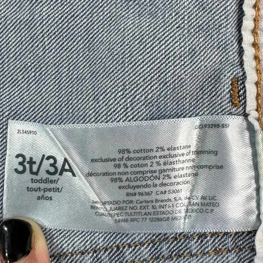 OshKosh B'Gosh 3T/3A Toddle Jean Overall Dress Snap front Buttons Osh Kosh